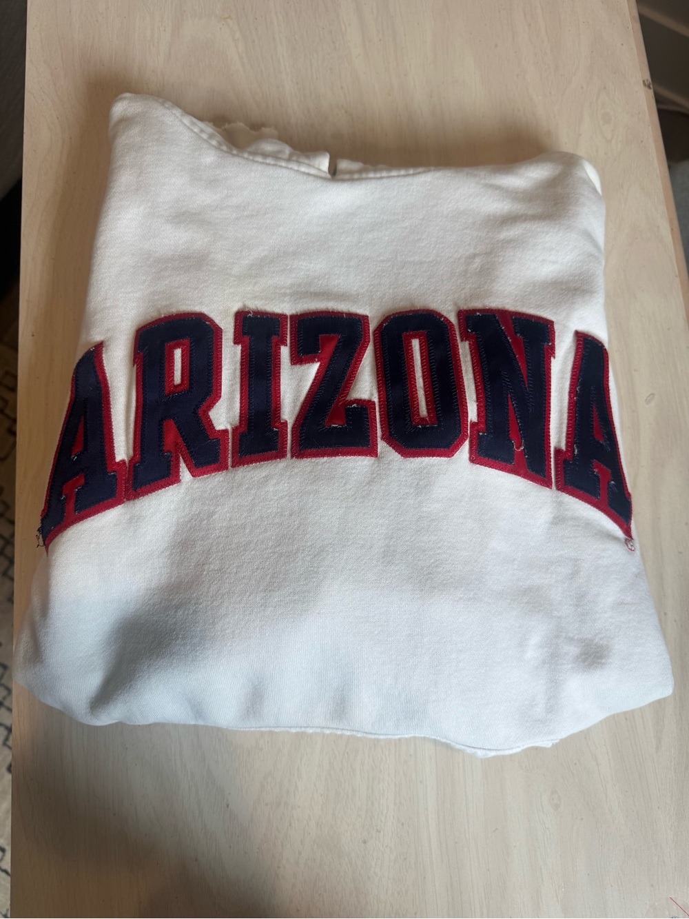 Arizona White Sweatshirt with Navy & Red Appliqué